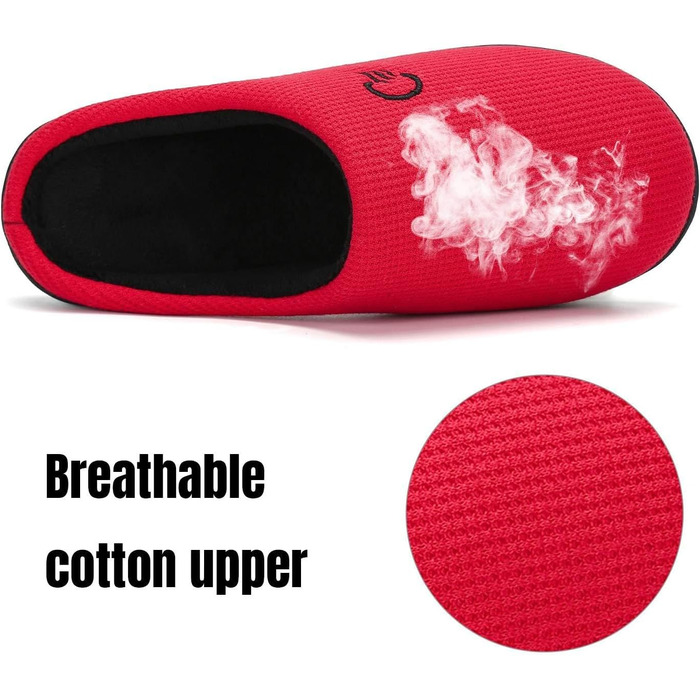 Тапочки Mishansha для дому чоловічі та жіночі зимові, зручні, з пам'яттю, розмір 36-47, червоні
