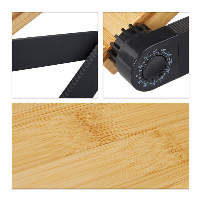 Relaxdays Laptop Stand Bamboo Aluminum