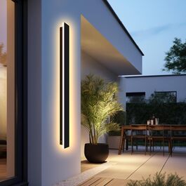 LED Wall Lamp Outdoor/Indoor Long Wall Light Anthracite, IP67 Waterproof Outdoor Wall Lights Aluminum Alloy Black Outdoor Light Terrace Wall Light For Gardens, Villa, Warm Light, (150cm, 48w)