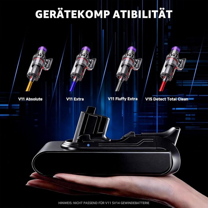 Акумулятор для пилососа Dyson V11 Absolute/Animal/Motorhead/Fluffy: Оригінальний акумулятор + 5 фільтрів + 2 гвинти