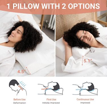 Ортопедична подушка Elviros Memory Foam, ергономічна подушка для шиї, 64x(11,5/13)x40 см (сіра)