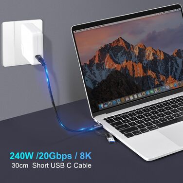 Кабель USB-C 200см: USB 3.2 Gen 2x2, 20 Гбіт/с, 5A/240W, PD3.1, 8K@60Hz, Thunderbolt 3/4, сумісний з MacBook Pro, Samsung