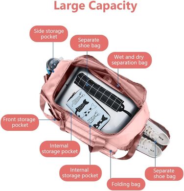 Спортивна сумка Flintronic 35L, водонепроникна, для подорожей та вихідних, блакитна (#3 Рожевий)