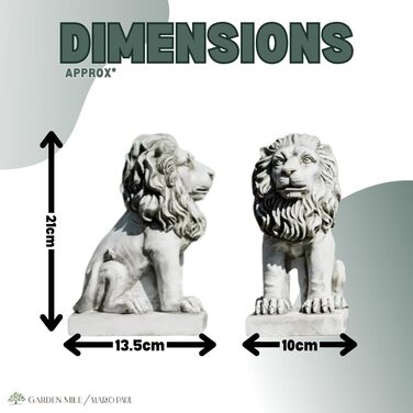 HomeZone 2 Piece Stone Effect Resin Lion Animal Garden Decorations Handmade Sculptures Lawn Statues Antique Decor Wildlife Sculptures