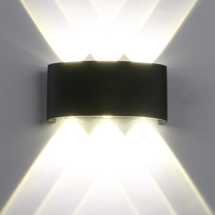 Yosoan LED Wall Light Up&Down Outdoor Wall Light including 4x 1W Natural White Light Bulb Outdoor Light Outdoor Lamp Wall Lamp for Indoor and Outdoor Use (6x1W 4000K)