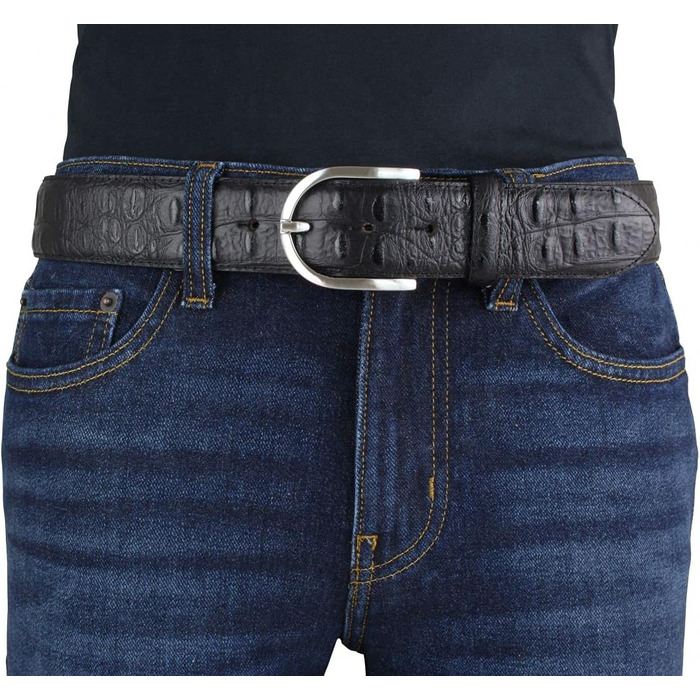 Жіночий шкіряний ремінь Beltinger з імітацією крокодилячої шкіри 4 см, білий, срібна пряжка, довжина 95 см