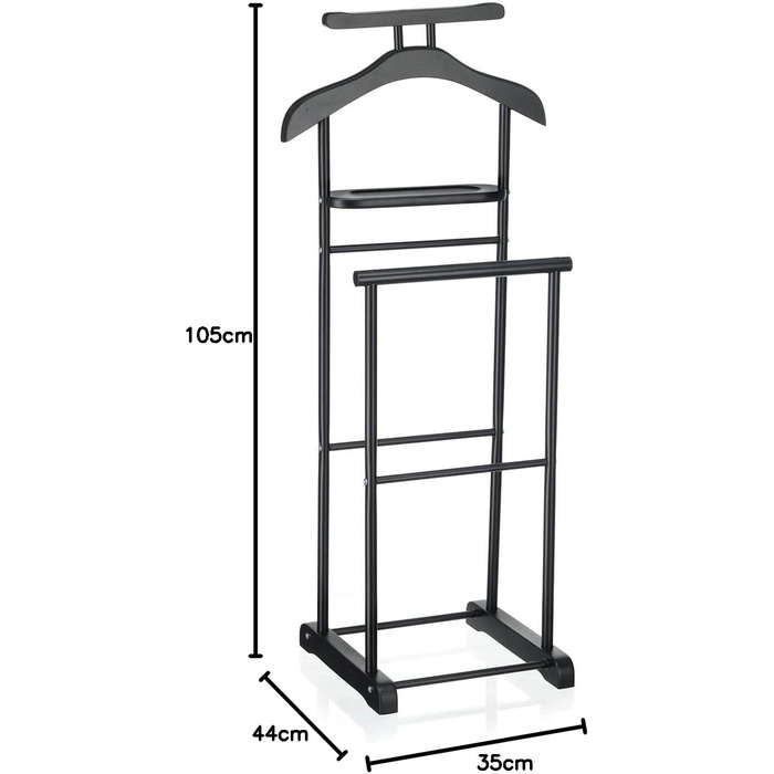Стійка для одягу CARO-Möbel Medina з вішалкою для штанів, вішалкою для одягу та полицею - стильна металева стійка для одягу з МДФ, чорного кольору, для спальні та не тільки