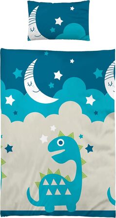 Комплект постільної білизни Kinder для дітей | 100x135 см + 40x60 см | 100% бавовна | Застібка-блискавка | Принцеса, зірки | рожевий/рожевий (100 x 135 см, динозавр)