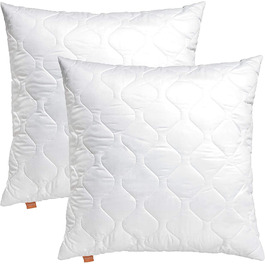 sleepling Basic 300 2-Pack Pillow, 80 x 80 cm, Pillow made of 100% Cotton Satin, adjustable height, size guarantee, fill weight guarantee, 60 degrees, Ökotex 100, white 2 80 x 80 cm