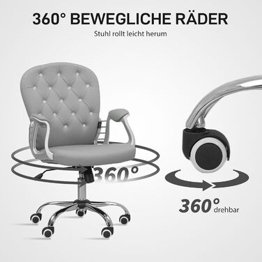 Крісло Vinsetto для офісу та дому: регульоване, обшите штучною шкірою, до 120 кг, сірого кольору