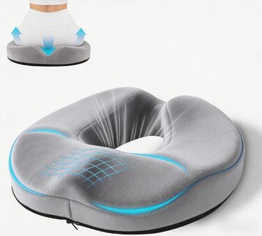 Подушка ортопедична для сидіння Donut з Memory Foam: підтримка куприка, геморою, для офісу, авто, дивана, інвалідного візка