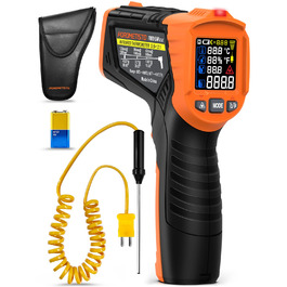 Інфрачервоний термометр лазерний IM06MAX з K-типом зонда (-50°C до 800°C) для промисловості, HVAC, приготування їжі та ремонту авто