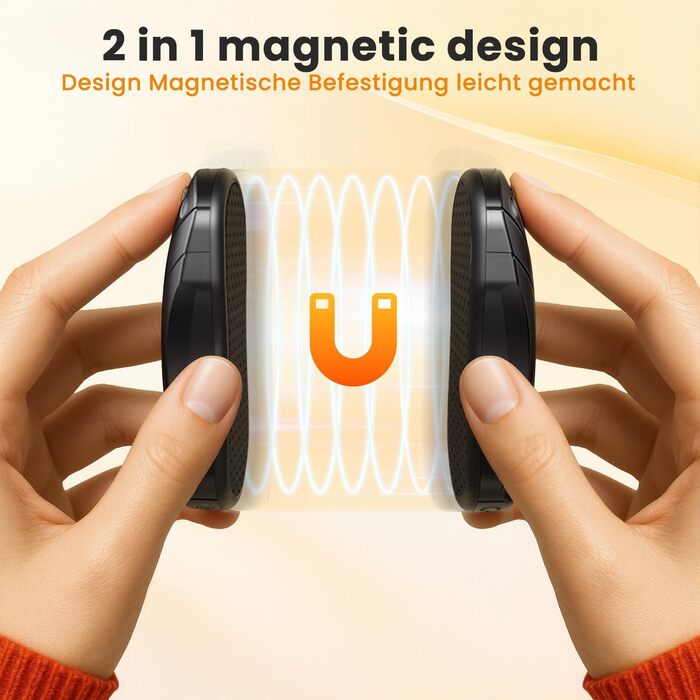 Електричний підігрівач для рук 2 шт. з регулюванням температури (45°C, 50°C, 55°C), 5000mAh, магнітний, компактний, чорний