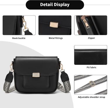 Сумка жіноча Miss Lulu середнього розміру через плече, екошкіра та замша, вінтажний стиль, чорна (2513)