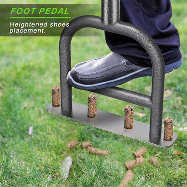 Dolibest Manual Lawn Aerator, Lawn Aerifier with Hollow Tines, Aerator, Gardena Hand Verticutter, Long Handle Soil Aeration Tool, 4 Cores with Cleaning Tool for Compact Lawn Care