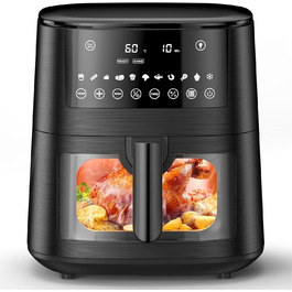 Фритюрниця повітряна Airfryer 7.2L, 11-в-1 з вікном, функція підігріву, розморожування, нагадування про струшування та таймер, здорова без олії, приготування з низьким вмістом жиру