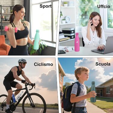 Термос-пляшка спортивна 750 мл, з нержавіючої сталі, подвійні стінки, без BPA, для кемпінгу, подорожей та спорту