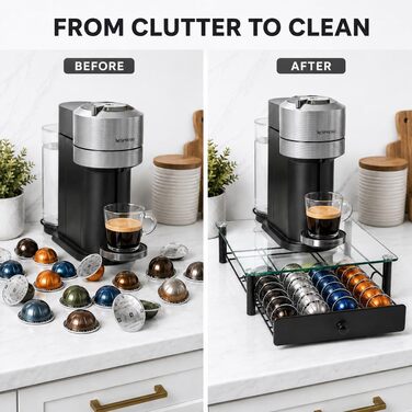 Підставка для капсул Nespresso Vertuo з міцного скла, чорна – для 40 капсул VertuoLine (Vertuo Next & Plus), економія місця