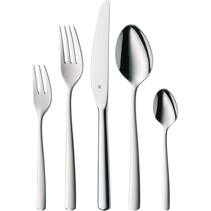 WMF Boston Stainless Steel Cutlery Set, 6 Place Setting, 30-Piece Dinner Set, Monoblock Knives, Polished Cromargan Stainless Steel, Dishwasher Safe Table Cutlery Single