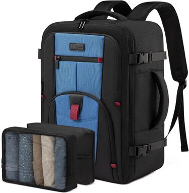 Рюкзак LOVEVOOK для ручної поклажі в літак, 40л, з відділенням для ноутбука, чорно-синій, 45 x 32 x 20 см