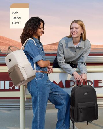 Сумка-рюкзак LOVEVOOK для жінок, підійде для ноутбука 15.6 дюймів, стильна міська сумка для підлітка, водонепроникна шкільна сумка, casual рюкзак для роботи, навчання, подорожей, чорна