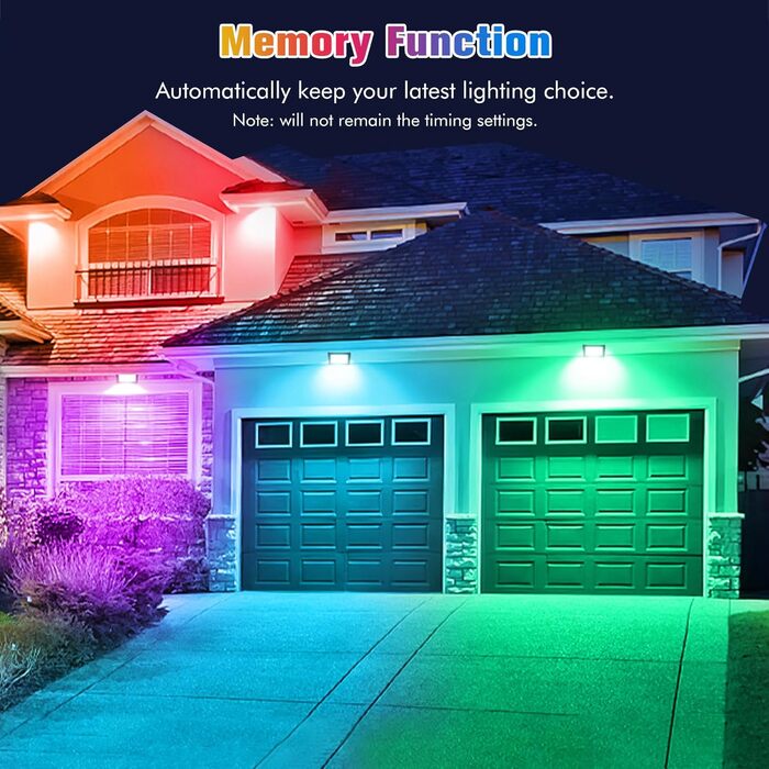 MEIKEE 60W RGB Floodlight with Remote Control, 30 Modes, 10 Colors, Timer, RGB Floodlight, IP66 Waterproof, 6 Brightness Levels, Spotlight, Colorful, Christmas, Halloween, Party, LED Floodlight, Decorative, 2 Pieces (1pc)