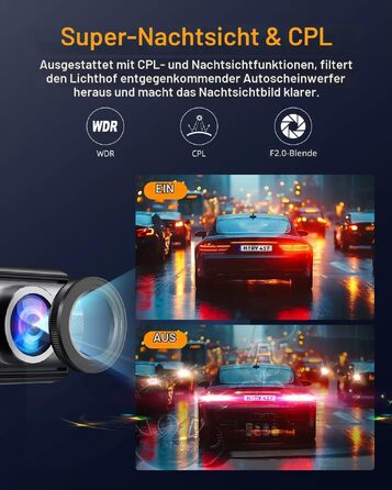 Автомобільний відеореєстратор 4K з WiFi, CPL-фільтром та SD-картою 64ГБ, 1.47