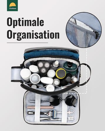 Чоловічий дорожній туалетний набір Kulturbeutel, водонепроникна косметичка з двома блискавками (сірий)