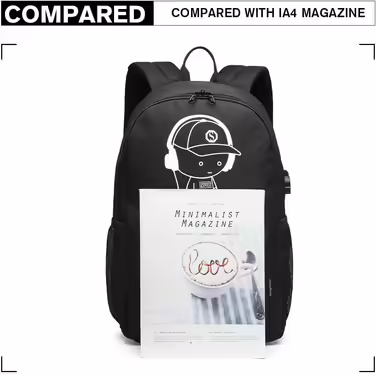 This backpack, school backpack, daypack, polyester, casual city backpack for university, outdoor, leisure, unisex (Black), E6879 BK, M