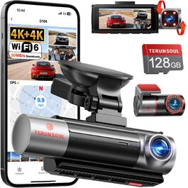 Автомобільний відеореєстратор 3-канальний 4K Ultra HD (передній, задній та салонний), модель D018, чорний