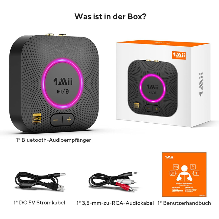 1Mii B06 Plus Bluetooth HiFi приймач: бездротовий аудіоадаптер з aptX HD/Adaptive, Bluetooth 5.3 для стереосистеми та смартфонів