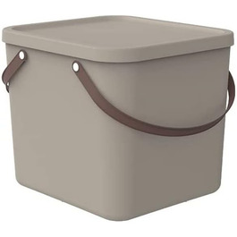 Rotho Albula Storage Box 40l with Lid, Plastic (Recycled PP), Green, 40l (40.0 x 40.0 x 34.0 cm) (Cappuccino)
