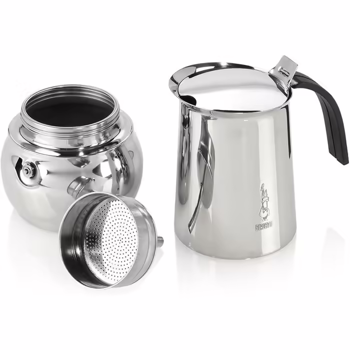 Bialetti Kitty Coffee Maker with Induction Base, Stainless Steel, Silver, 10 Cups
