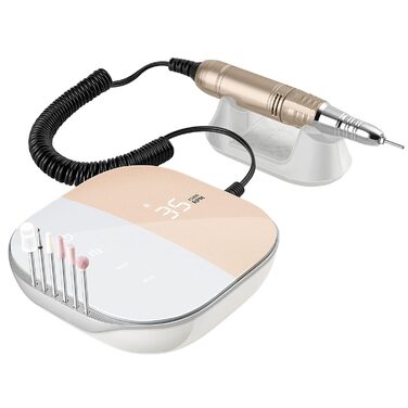 Електричний апарат для манікюру та педикюру Madenia TouchPro з LED-дисплеєм (35000 об/хв), 6 насадок, рожевий