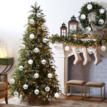 30 шт. Новорічні кулі - набір прикрас для ялинки, 6 см, блакитний та сріблястий, ручної роботи з гачком