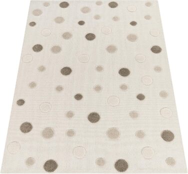 Дитячий килим Paco Home для хлопчиків та дівчаток 80x150 см, бежевий з левами, 3D ефект, м'який, з петлями, легко чиститься