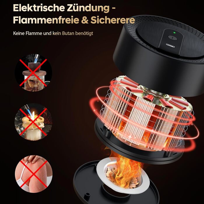 Електричний набір для копчення коктейлів та віскі, ретро-дизайн, 8 дерев'яних чіпсів, USB-C, без полум'я, для віскі, пива, коктейлів, вина, кави, їжі, подарунок для чоловіків