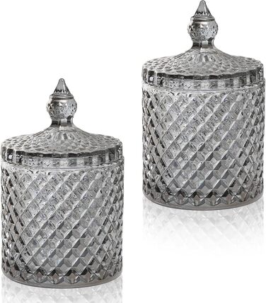 Контейнер для ватних паличок та дисків 2 шт. Прозорий скляний органайзер для ванної кімнати та туалетного столика. Підходить для ватних паличок, дисків, солі для ванни.