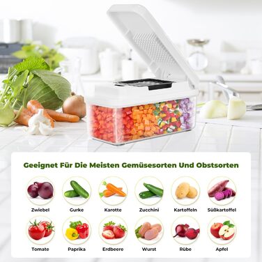 Набір для нарізки овочів 2-в-1: спіралі, кубики, слайси. Нарізник для овочів, фруктів, зелені. Змінні леза для моркви, картоплі, огірка.