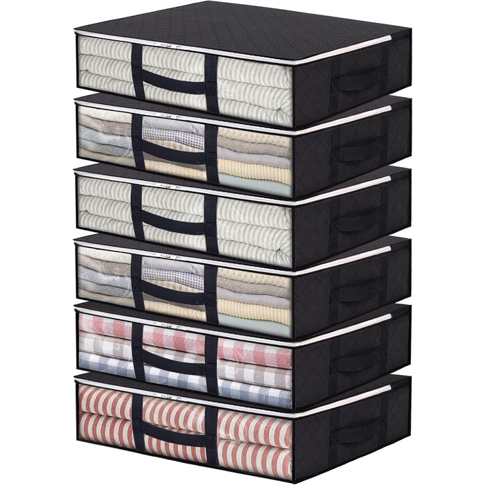 Набір контейнерів для зберігання постільної білизни Vieshful 40L (4 шт.) з прозорими вікнами та посиленими ручками