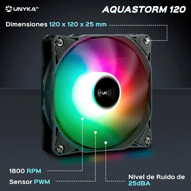 UNYKAch AQUASTORM Black 120 - Рідинне охолодження CPU з RGB вентилятором та датчиком PWM