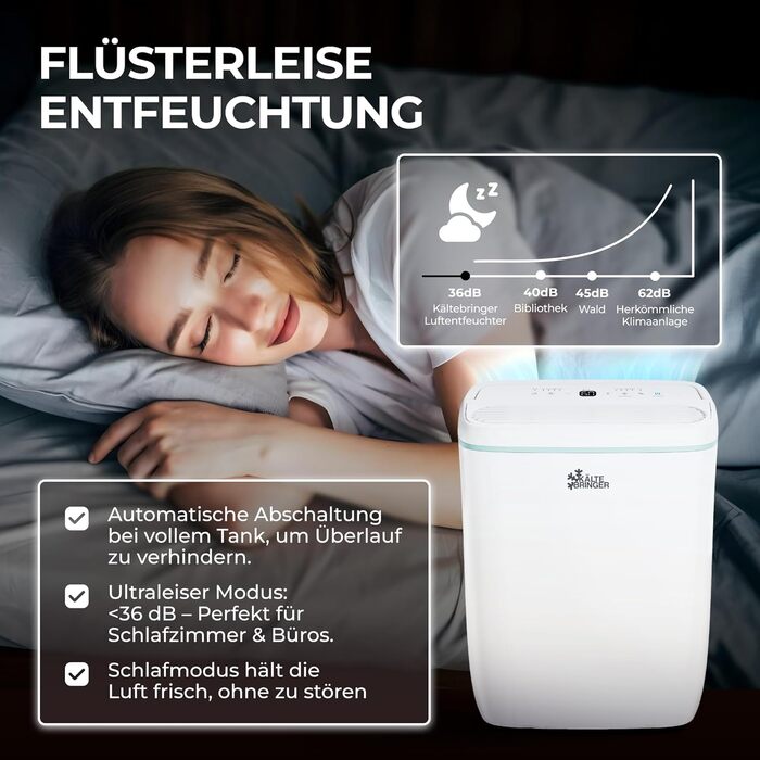 Зволожувач повітря Kältebringer з LED дисплеєм, Wi-Fi та додатком - тихий та енергоефективний - проти вологи та плісняви (10л)