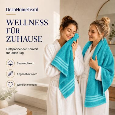 Набір рушників для рук DecoHomeTextil Eco (6 шт), 50x100 см, бірюзовий — екологічний махровий сет, м'який та гігроскопічний