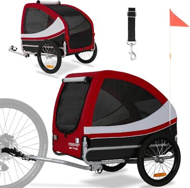 DOGGYHUT® Tobi - великий велопричіп для собак, до 35 кг, червоний