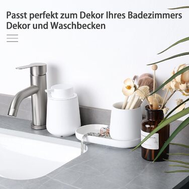 Набір аксесуарів для ванної кімнати Umlaca: мильниця, дозатор мила 350 мл, стакан для зубної пасти 320 мл, білий