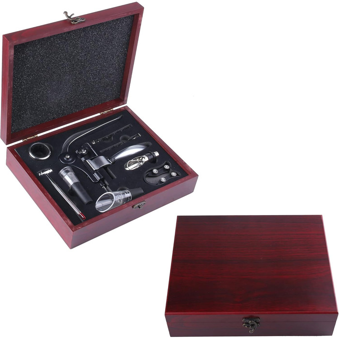 Corkscrew, GWCLEO Luxury Wine Opener with Elegant Gift Box, Sommelier Set with Bottle Opener, Foil Cutter, Wine Aerator, Drip Rings, Wine Stoppers, Wine Pourer, Wine Thermometer, Wine Vacuum Pump
