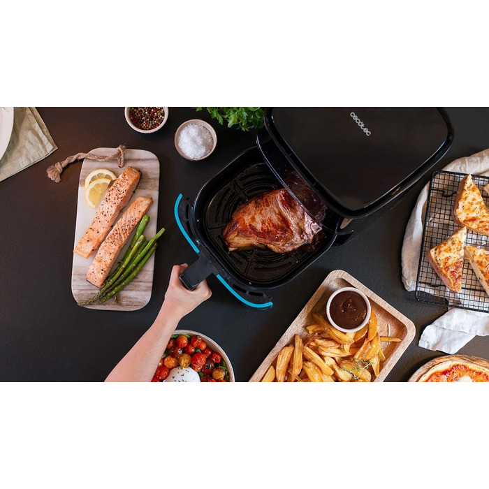 Фритюрниця без олії Cecotec Cecofry Full InoxBlack Pro 5500, 5.5 л, 1700 Вт, 8 режимів, PerfectCook, сталь
