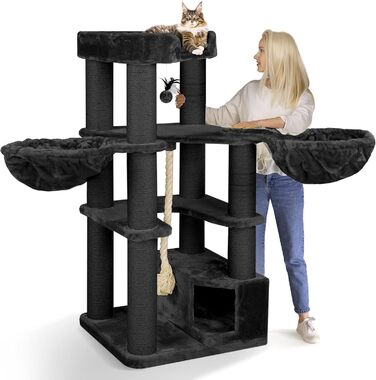 HAPPYPET Дряпка для котів 'Оскар' - преміум дряпка для великих котів, 161 см, 47 кг, товсті стовпи (12 см), антрацит
