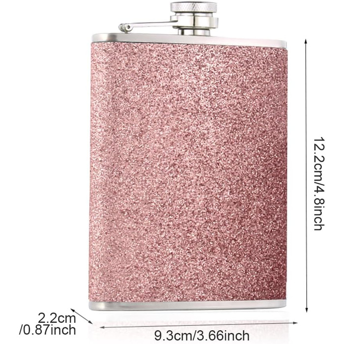 Сталевий фляж з нержавіючої сталі 304, 240 мл з воронкою - без витоку, стильний та портативний набір пляшок для чоловіків та жінок. Сталева фляга для віскі (колір: рожевий)