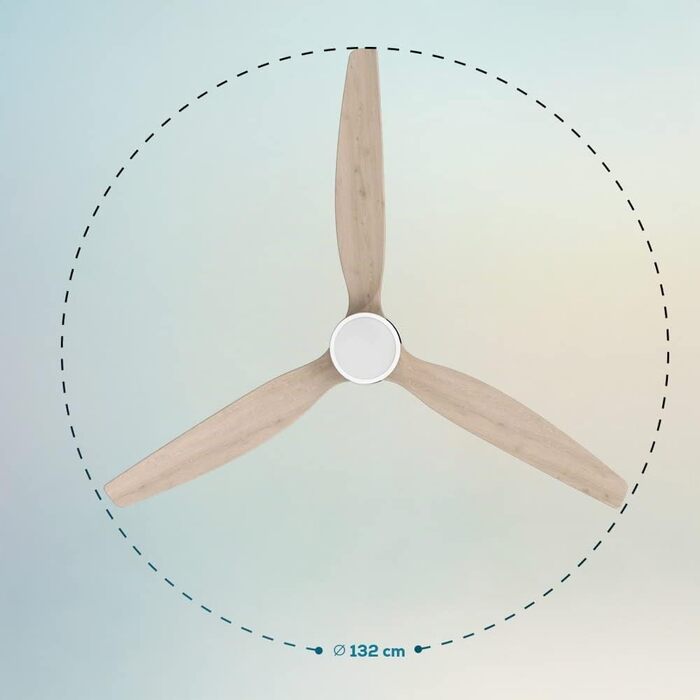 Вентилятор стельовий Cecotec Aero 5300 White & Wood 132 см з LED підсвіткою та пультом